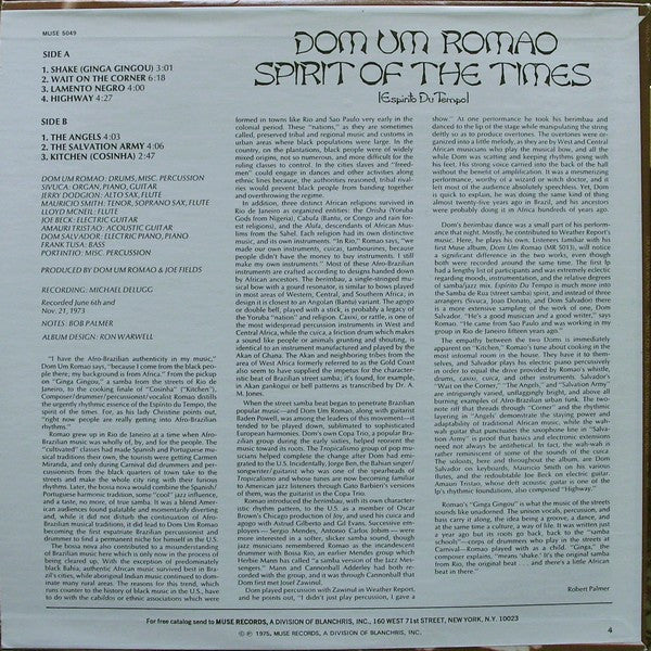 Dom Um Romao – Spirit Of The Times (Espirito Du Tempo) — back cover
