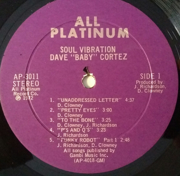 Dave "Baby" Cortez – Soul Vibration – LP, US 1972