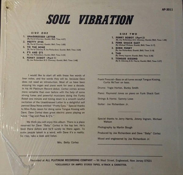 Dave "Baby" Cortez – Soul Vibration — back cover