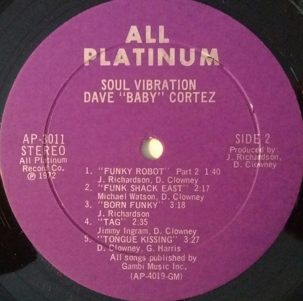 Dave "Baby" Cortez – Soul Vibration – LP, US 1972