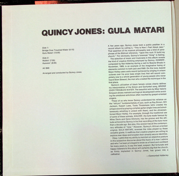 Quincy Jones – Gula Matari — back cover