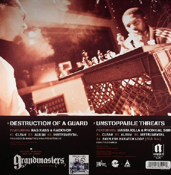 DJ Muggs vs. GZA, The Genius – Destruction Of A Guard (DJ Khalil Remix) / Unstoppable Threats (DJ Solo Remix) — back cover