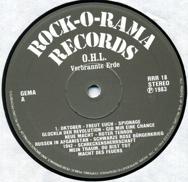 OHL – Verbrannte Erde – LP, DE 1983