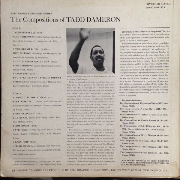 Various – The Compositions Of Tadd Dameron — back cover