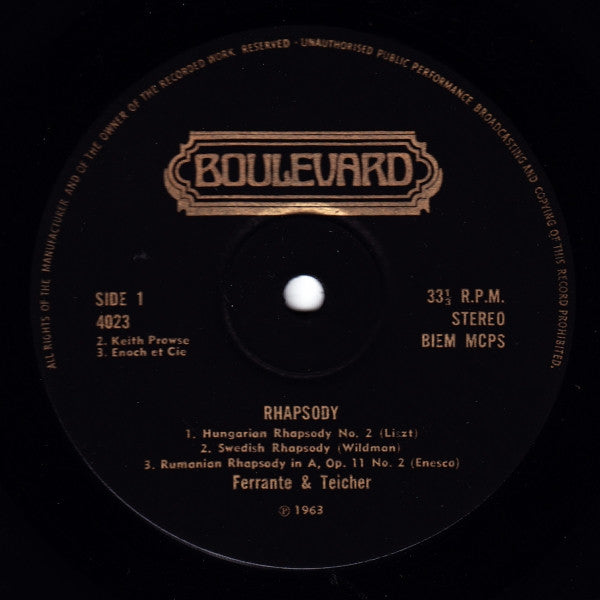 Ferrante & Teicher – Rhapsody – LP, UK 1971