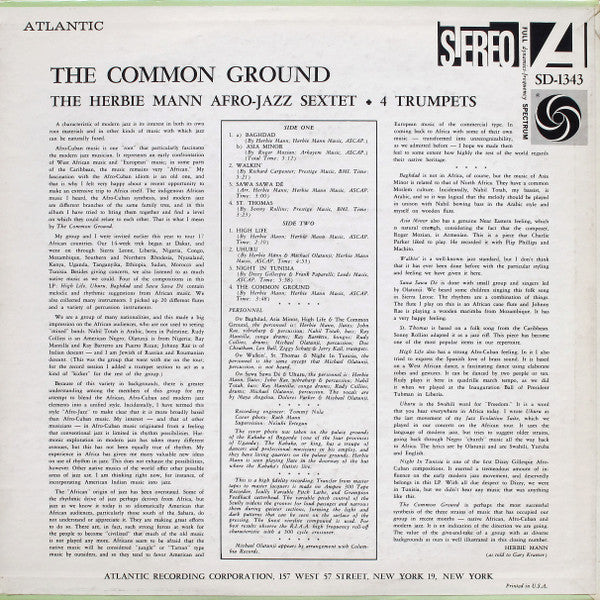 The Herbie Mann Afro-Jazz Sextet + Four Trumpets – The Common Ground — back cover