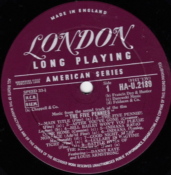 Danny Kaye (2) & Louis Armstrong – The Five Pennies – LP, UK 1959