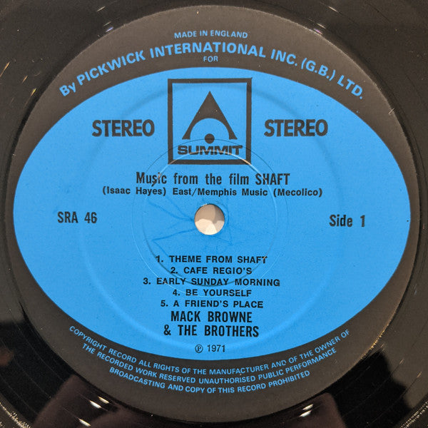 Mack Browne & The Brothers – Isaac Hayes' Music From The Movie Shaft – LP, AU 1971