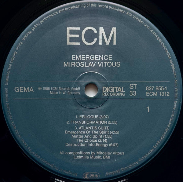 Miroslav Vitous – Emergence – LP, DE 1986
