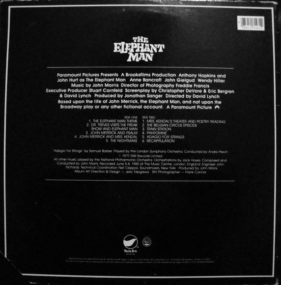 John Morris – The Elephant Man (Original Motion Picture Soundtrack) – LP, US 1980