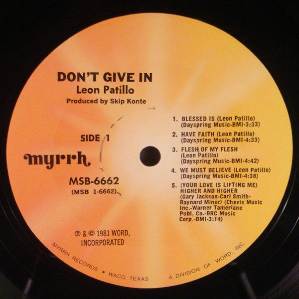 Leon Patillo – Don't Give In – LP, US 1981