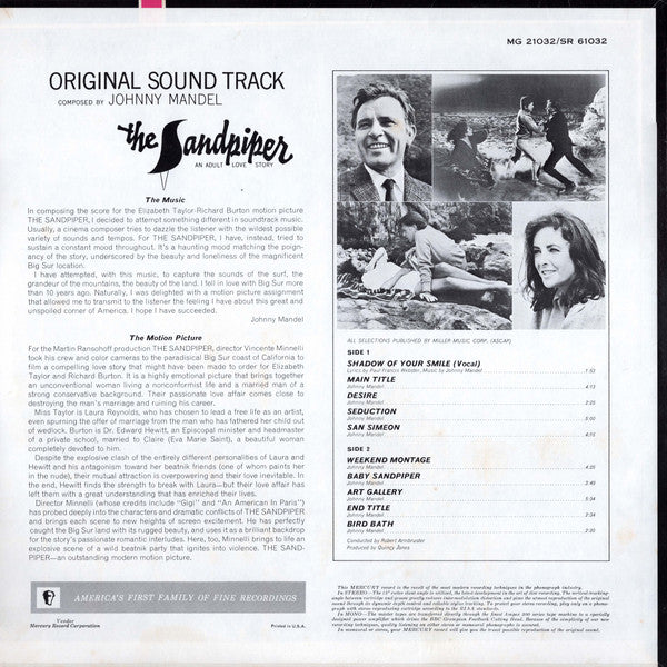 Johnny Mandel – The Sandpiper (The Original Motion Picture Sound Track) — back cover