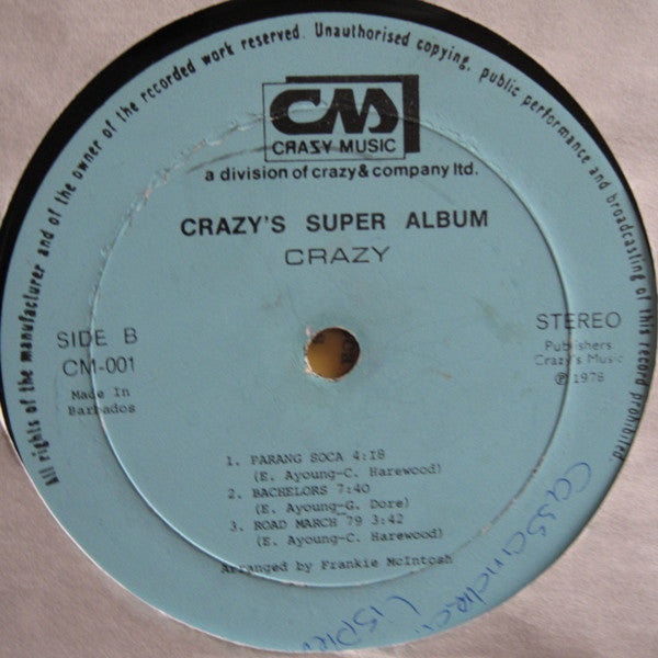 Crazy (4) – Crazy's Super Album – LP, Barbados 1978