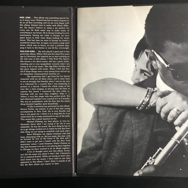 Roland Kirk – I Talk With The Spirits — back cover