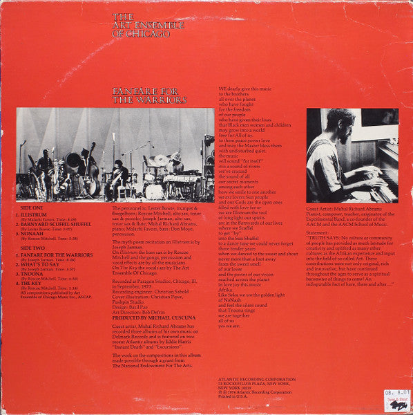 The Art Ensemble Of Chicago – Fanfare For The Warriors — back cover