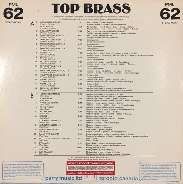 Frances Ruffino / Paul Kass – Top Brass — back cover