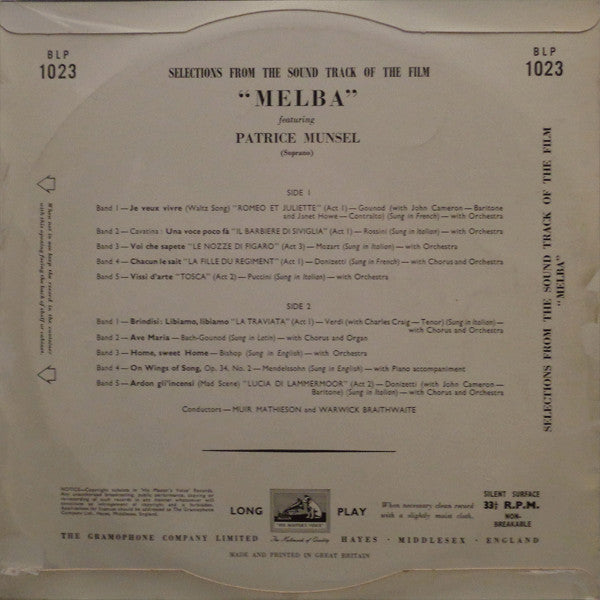 Patrice Munsel – Melba — back cover
