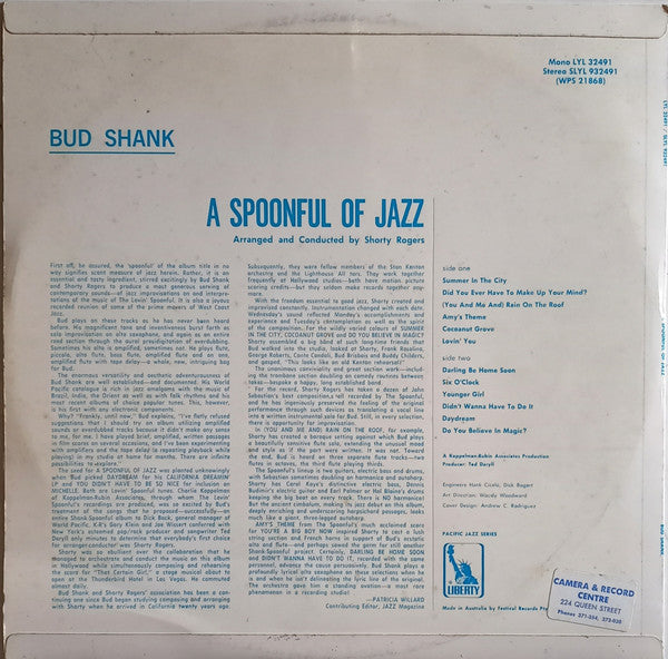 Bud Shank – A Spoonful Of Jazz — back cover