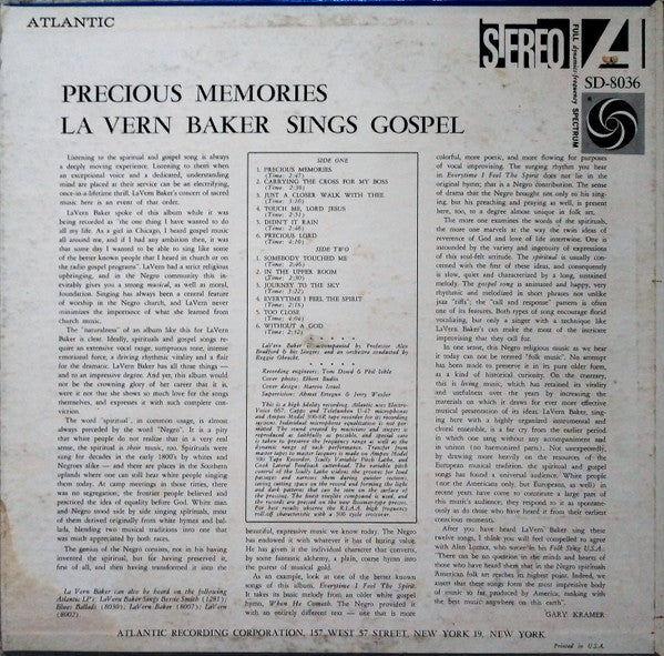LaVern Baker – Precious Memories (La Vern Baker Sings Gospel) — back cover