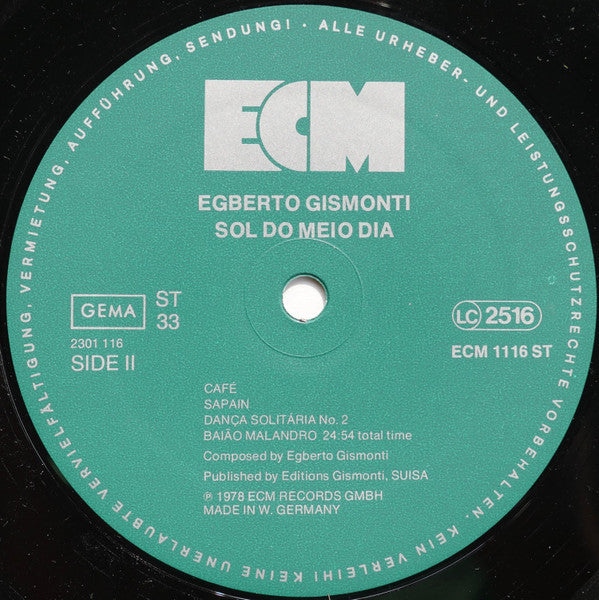 Egberto Gismonti – Sol Do Meio Dia – LP, DE 1978