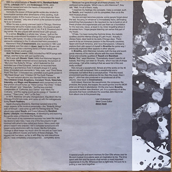 John Klemmer – Brazilia — back cover