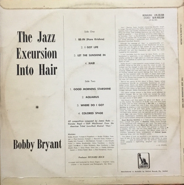 Bobby Bryant – The Jazz Excursion Into Hair — back cover