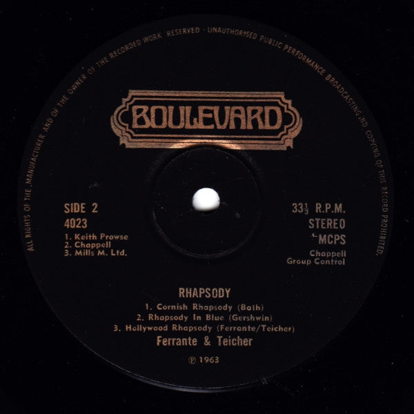 Ferrante & Teicher – Rhapsody – LP, UK 1971