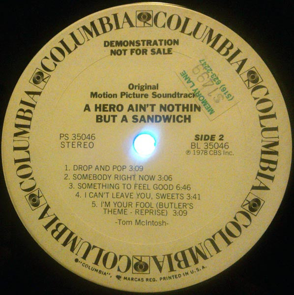 Hubert Laws Group – A Hero Ain't Nothin' But A Sandwich (Original Motion Picture Soundtrack) – LP, US 1978
