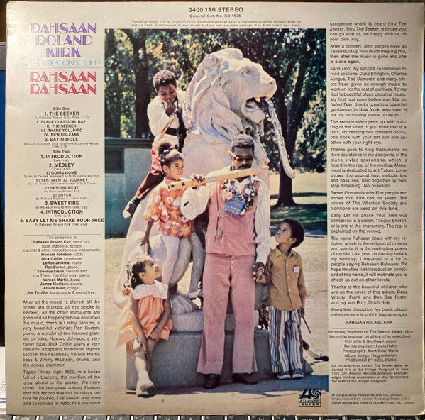 Rahsaan Roland Kirk & The Vibration Society – Rahsaan Rahsaan — back cover