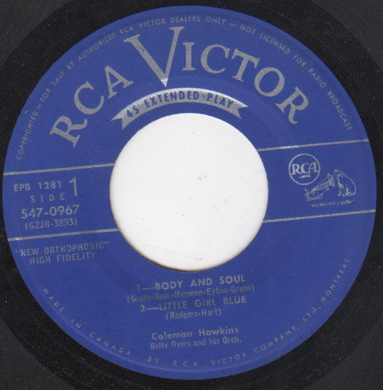 Coleman Hawkins And Billy Byers And His Orchestra – The Hawk In Hi Fi – 2x7", CA 1956