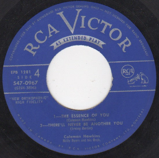 Coleman Hawkins And Billy Byers And His Orchestra – The Hawk In Hi Fi – 2x7", CA 1956