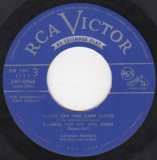 Coleman Hawkins And Billy Byers And His Orchestra – The Hawk In Hi Fi – 2x7", CA 1956