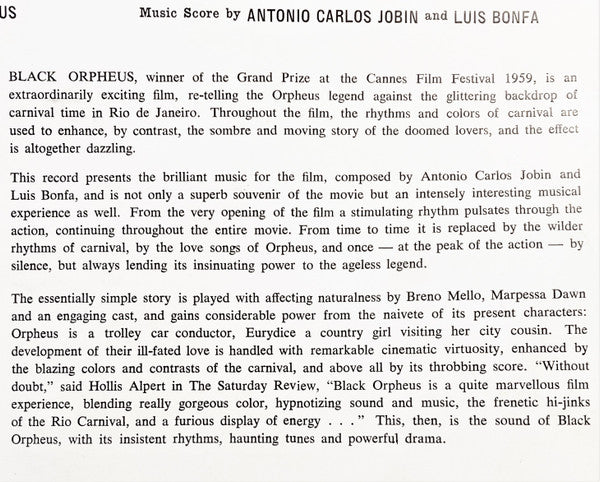 Antonio Carlos Jobim And Luiz Bonfá – The Original Sound Track Of The Movie Black Orpheus (Orfeu Negro) — image 3