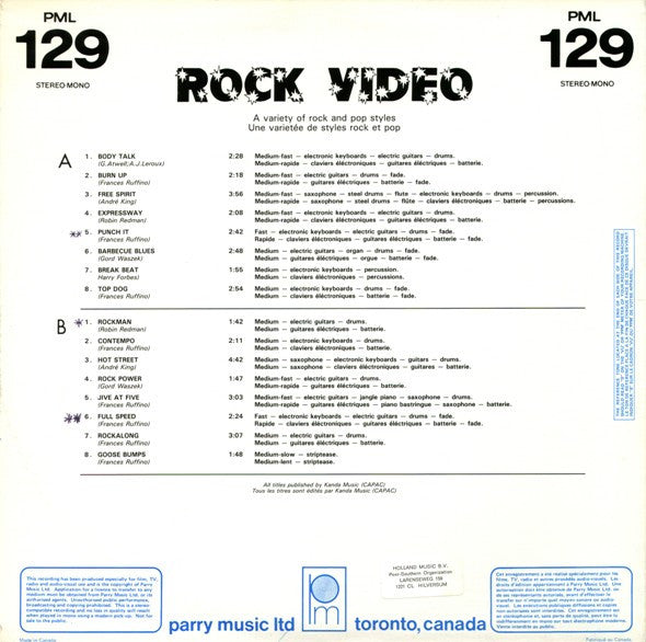 Various – Rock Video — back cover