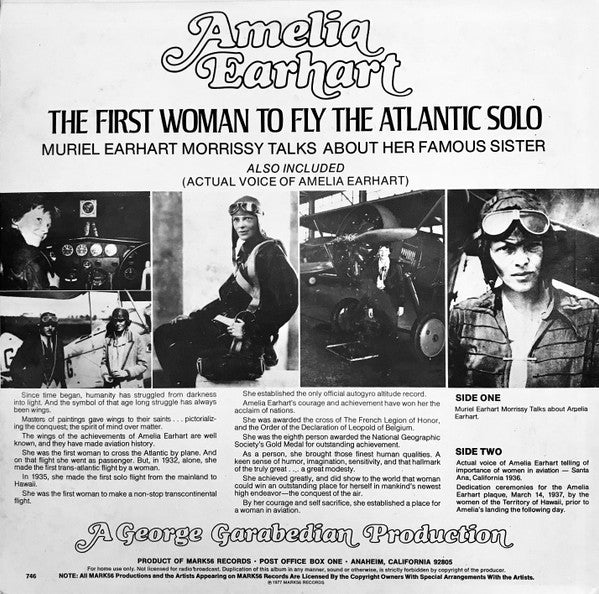 Muriel Earhart Morrissy – Amelia Earhart — back cover