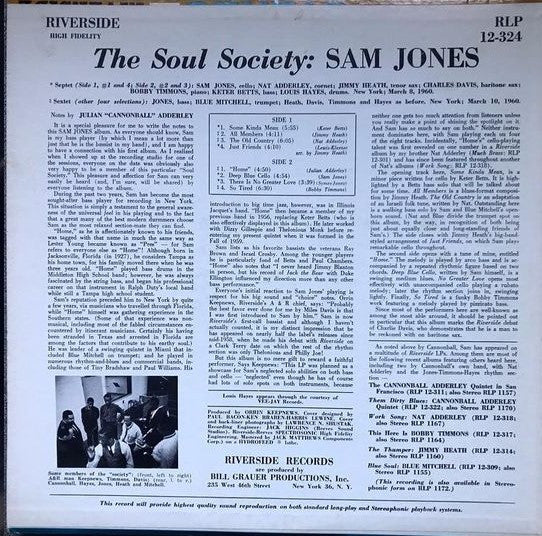 Sam Jones – The Soul Society — back cover