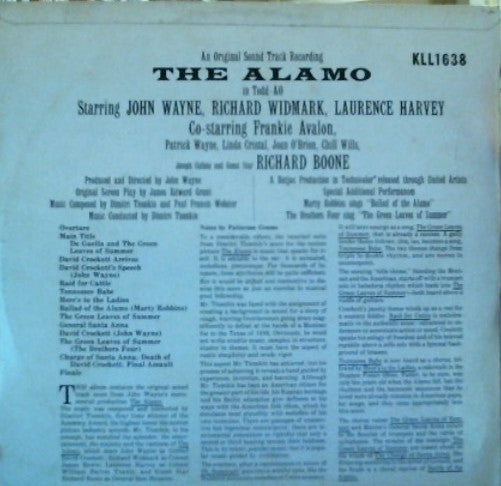 Dimitri Tiomkin – The Alamo (In Todd-AO) — back cover