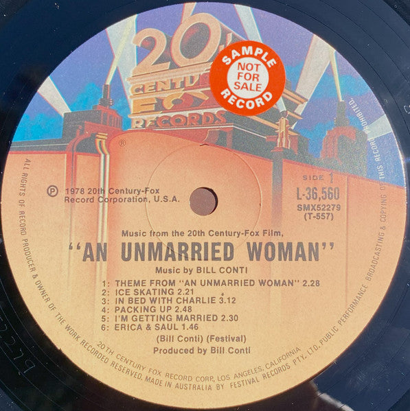 Bill Conti – Music From An Unmarried Woman – LP, AU 1978