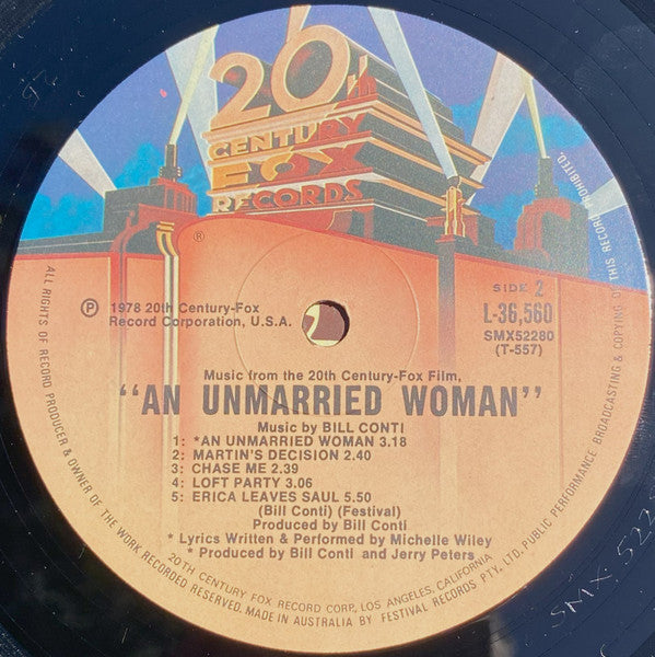Bill Conti – Music From An Unmarried Woman – LP, AU 1978