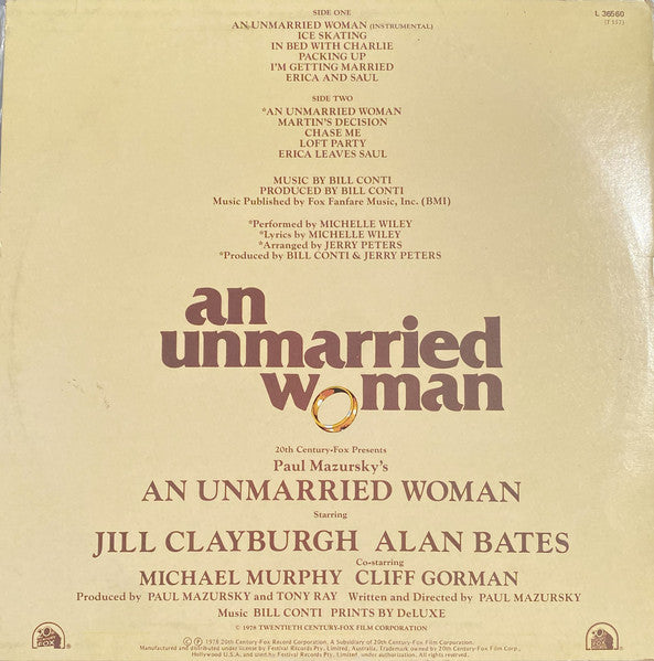 Bill Conti – Music From An Unmarried Woman — back cover