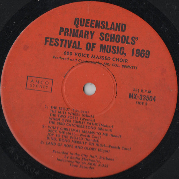 Queensland State Primary Schools Music And Arts Society – 1969 Children's Choral Concert – LP, AU 1969