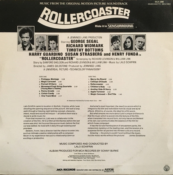 Lalo Schifrin – Rollercoaster (Music From The Original Motion Picture Soundtrack) — back cover