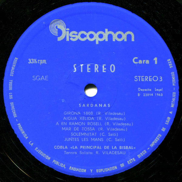 Cobla La Principal De La Bisbal – Sardanas Vol 3 – LP, ES 1963