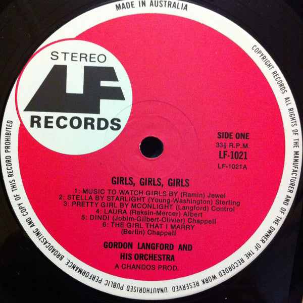 Gordon Langford And His Orchestra – Girls, Girls, Girls – LP, AU