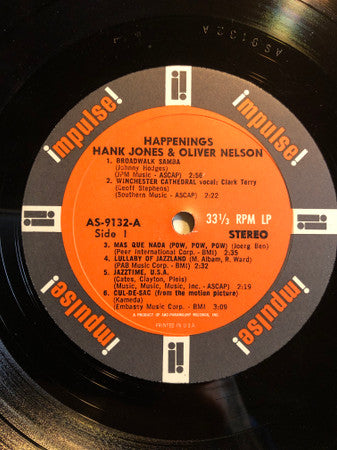 Hank Jones & Oliver Nelson – Happenings — back cover