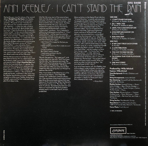 Ann Peebles – I Can't Stand The Rain — back cover