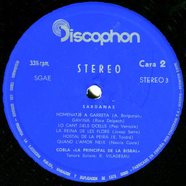 Cobla La Principal De La Bisbal – Sardanas Vol 3 – LP, ES 1963