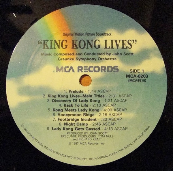 John Scott / Graunke Symphony Orchestra – King Kong Lives (Original Motion Picture Soundtrack) – LP, US 1987