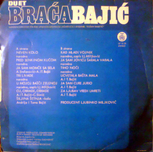Braća Bajić – Duet Braća Bajić — back cover