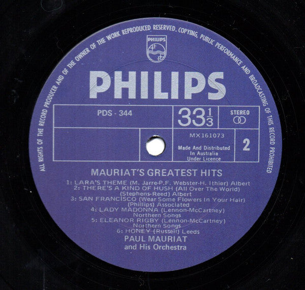 Paul Mauriat And His Orchestra – Mauriat's Greatest Hits – LP, AU